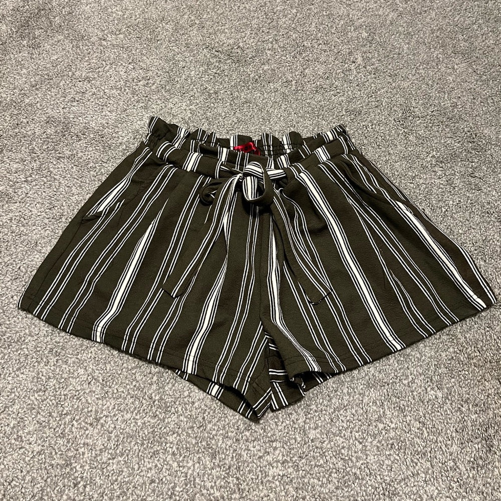 Striped green & white shorts.